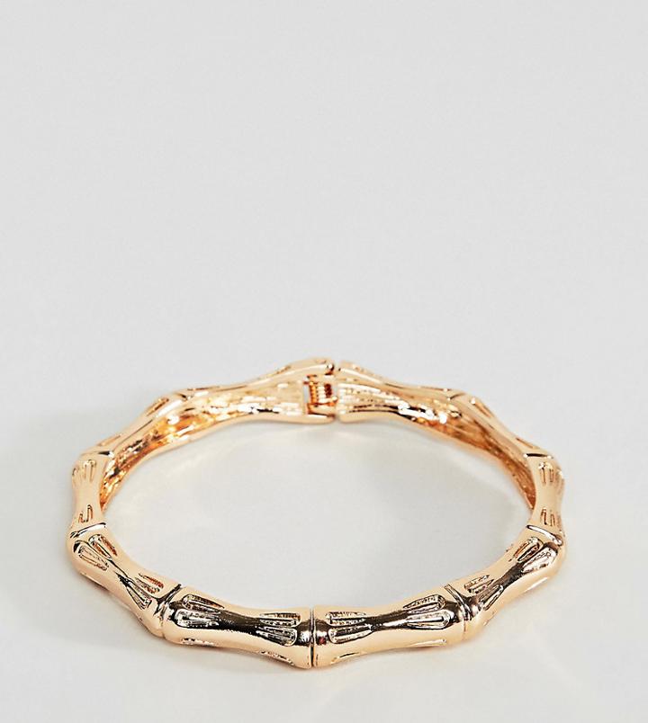 Asos Design Curve Bangle Bracelet With Chunky Textured Vintage Detail In Gold - Gold