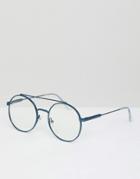 Jeepers Peepers Round Clear Lens Glasses In Blue - Blue