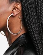 Asos Design 80mm Hoop Earrings With Faux Pearls Gold Tone