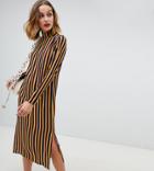 Reclaimed Vintage Inspired Midi Dress In Stripe Print-multi