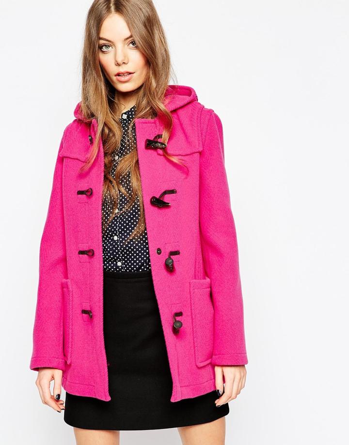 Gloverall Short Duffle Coat In Fuschia - Fuschia