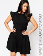 Asos Curve Romper With Frill Sleeve - Black