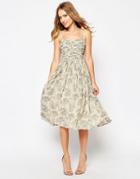 Asos Wedding Rouched Midi Dress In Print - Print