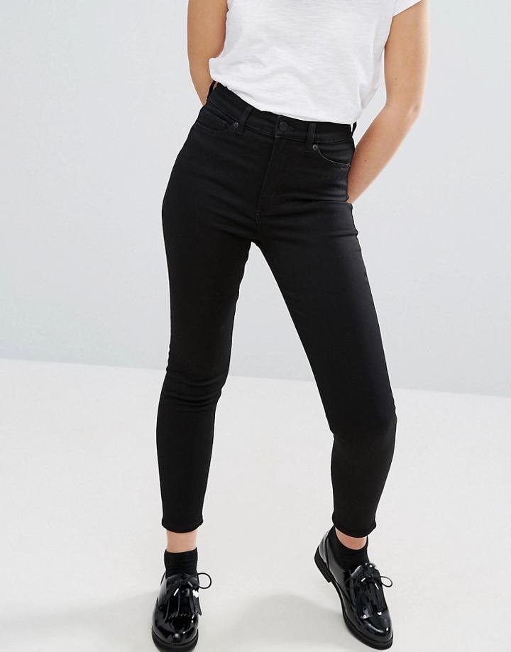 Monki Oki Cropped Skinny High Waisted Jeans - Black