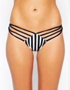 Asos Stripe Lattice Brazilian Bikini Bottom