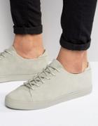 Asos Lace Up Sneakers In Gray With Toe Cap - Orange