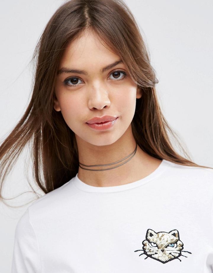Asos Basic Double Cord Choker Necklace - Khaki