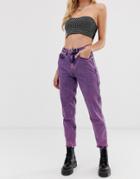Asos Design Ritson Rigid Mom Jeans In Lilac Acid Wash - Purple