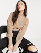 Na-kd High Neck Knitted Sweater In Beige-neutral