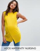 Asos Maternity Nursing Wrap Overlay Sleeveless Sweater - Yellow