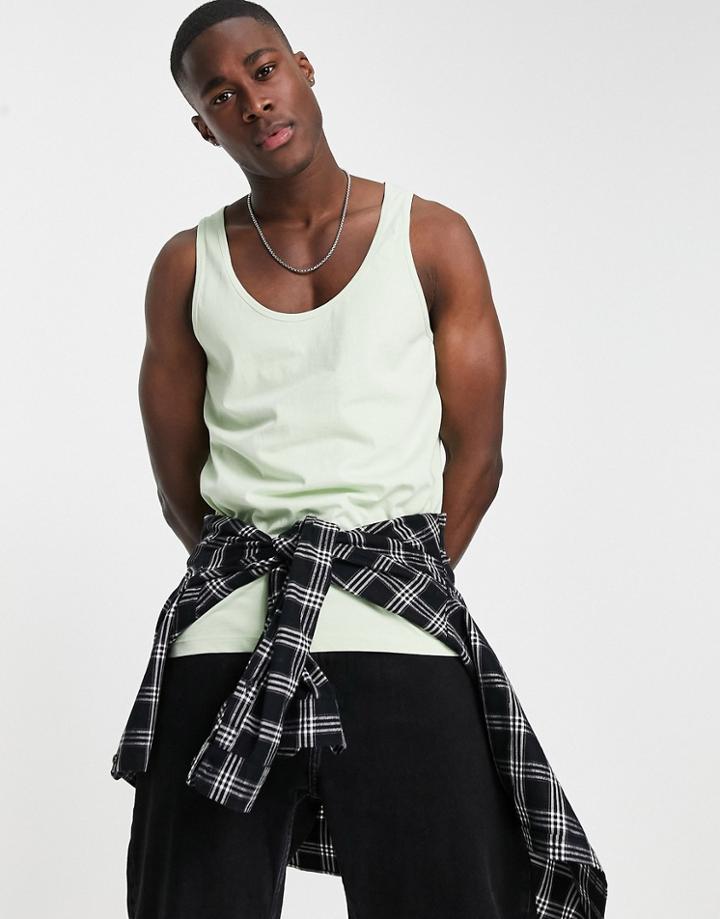 Asos Design Tank Top In Light Green