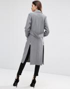 Asos Coat With Tab Back Detail - Gray