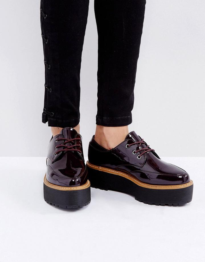 Sixtyseven Chunky Sole Lace Up Shoes - Red