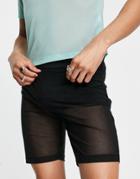Asos Design Megging Shorts In Black Mesh - Part Of A Set