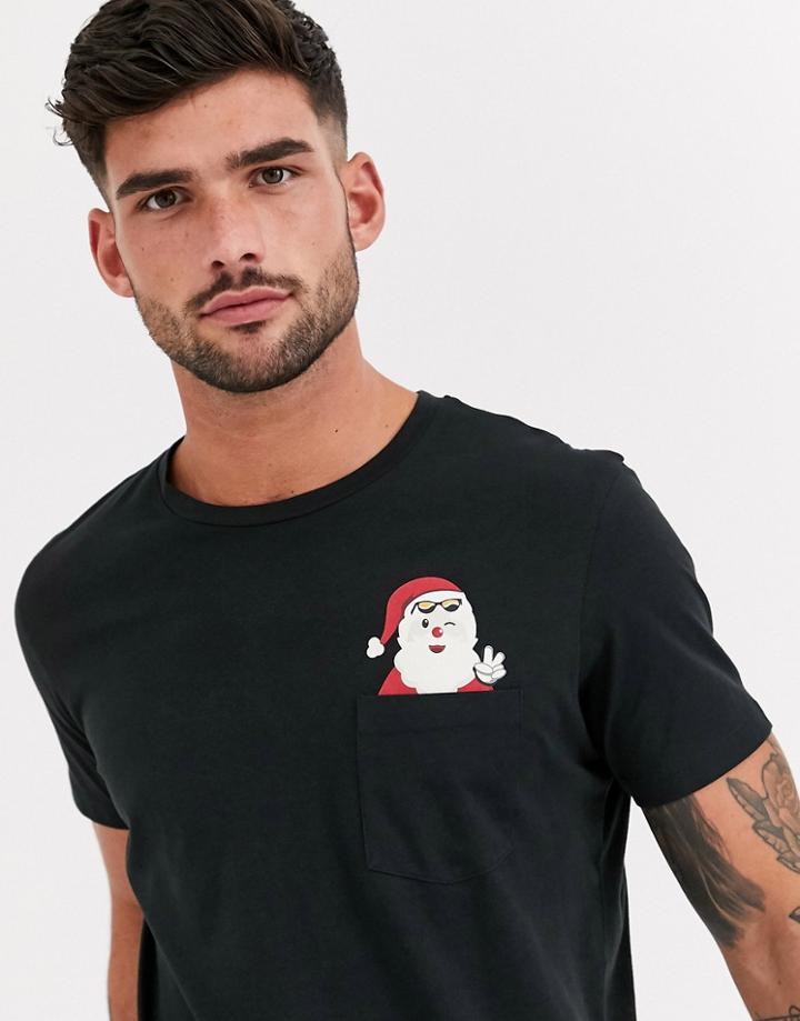 Jack & Jones Originals Holidays Pocket Graphic T-shirt In Black