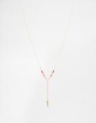 Limited Edition Pretty Bead Leaf Y Necklace - Pink