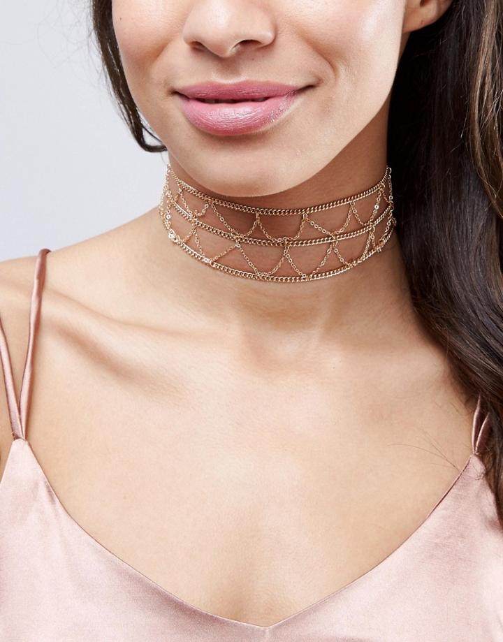 Aldo Open Chain Delicate Choker Necklace - Gold