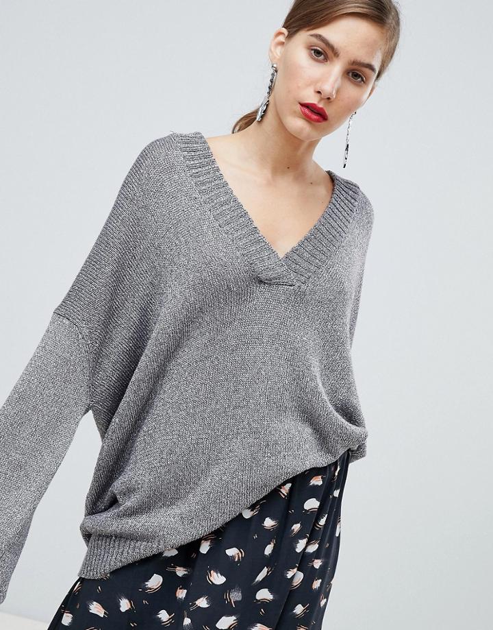 Custommade Oversized Metallic Sweater - Silver