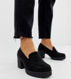 Asos Design Wide Fit Script Chunky Loafers In Black - Black