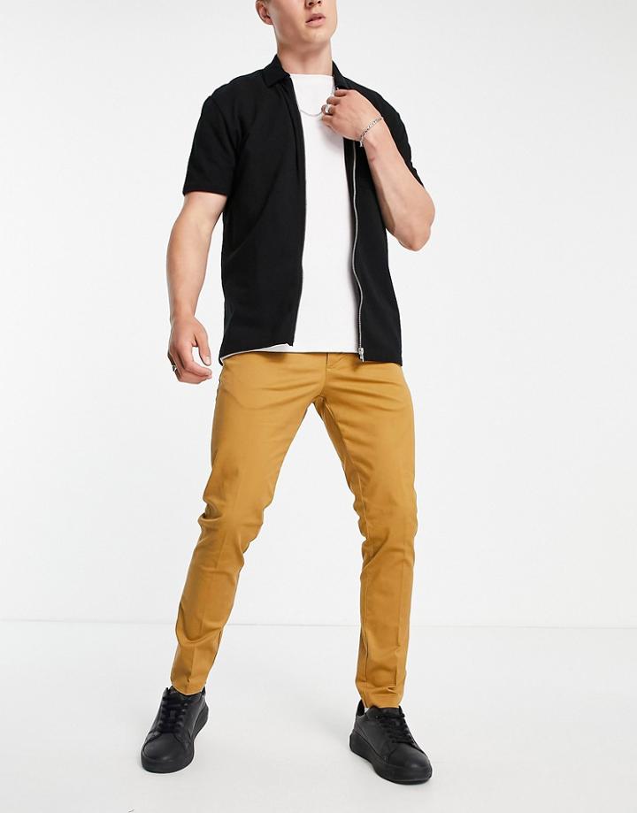 New Look Skinny Chinos In Tan-brown