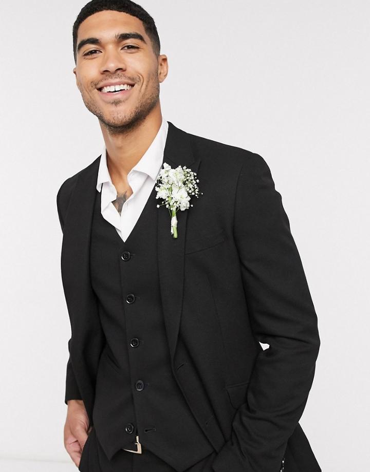 Asos Design Wedding Super Skinny Suit Jacket In Micro Texture In Black