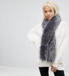 Stitch & Pieces Faux Fur Scarf In Soft Gray - Gray