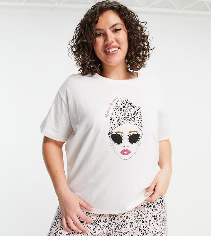 New Look Curve Stay Sassy Lady Short Set In White