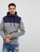 Lyle & Scott 1/4 Zip Hoodie With Color Block In Gray Marl - Gray