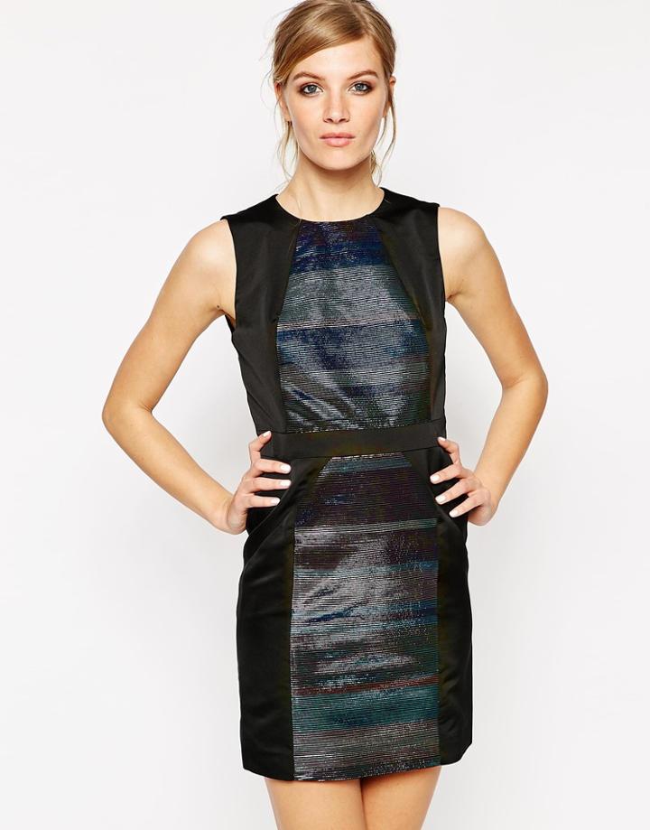 American Retro Janis Metallic Striped Dress - Black