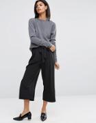 Asos Tailored Culotte With Tie Waist - Black