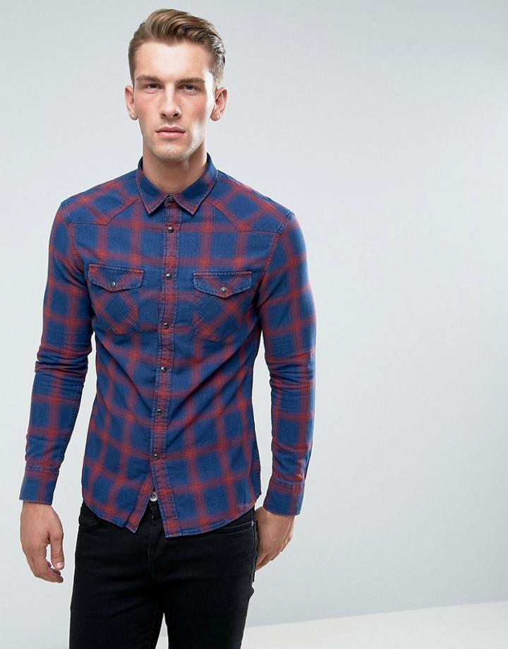 Celio Plaid Flannel Shirt - Red