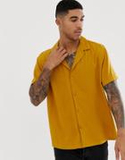 Asos Design Oversized Deep Revere Shirt - Yellow