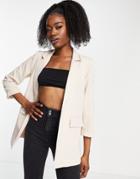 New Look Relaxed Boyfriend Blazer In Cream-white