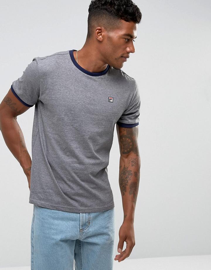 Fila Vintage Ringer T-shirt With Small Logo In Gray - Gray