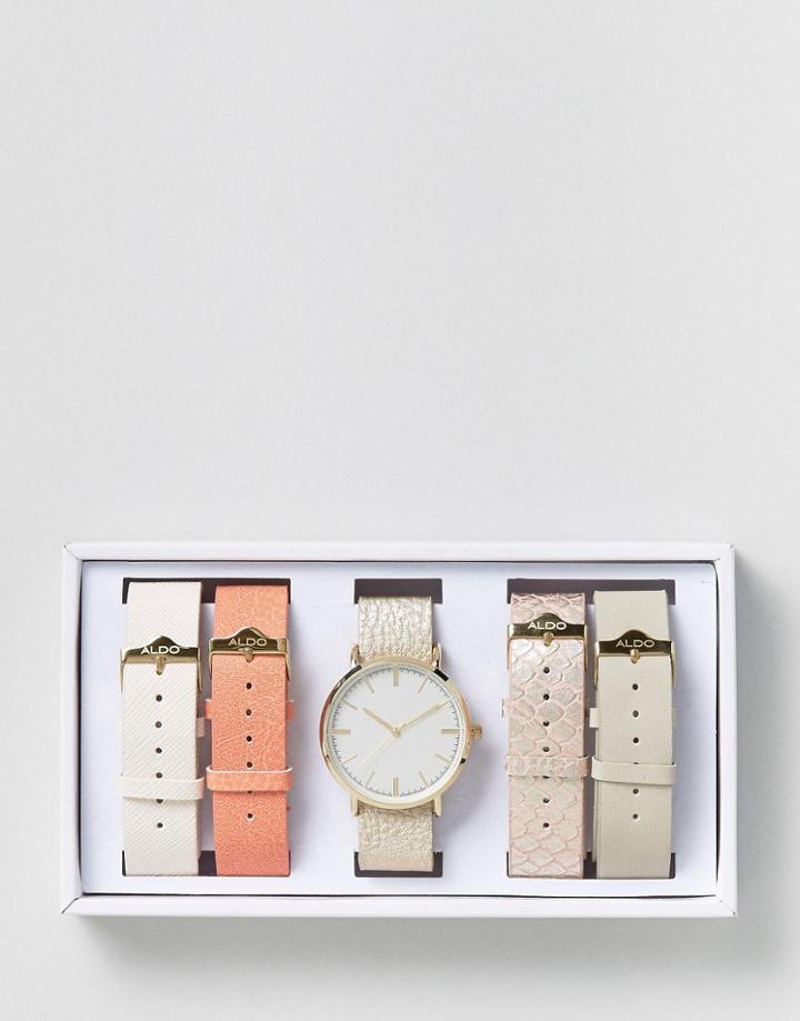 Aldo Rose Gold Multi Stap Watch - Gold