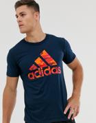Adidas Performance Badge Of Sport Camo Logo T-shirt In Navy - Navy