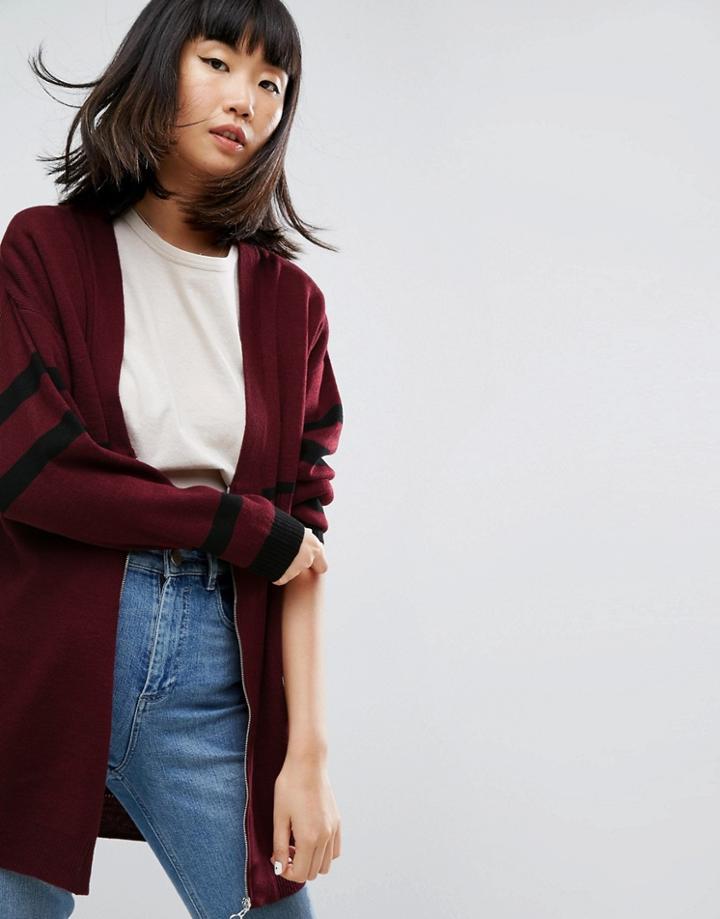 Asos Cardigan With Sports Tipping - Black