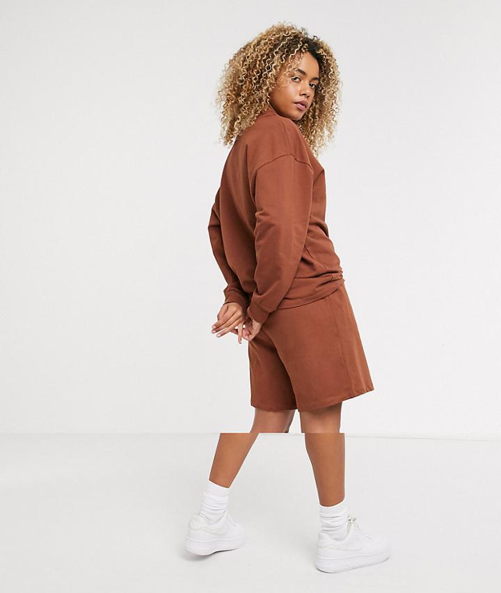 Asos Design Tracksuit Oversized Sweat / Sweat Shorts-brown