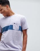 Abercrombie & Fitch Washed Chest Stripe Pocket Moose Logo T-shirt In Purple/navy - Purple