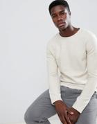 Selected Homme Long Sleeve T-shirt With Textured Structure - Cream