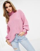 I Saw It First Balloon Sleeve Knitted Sweater In Pink