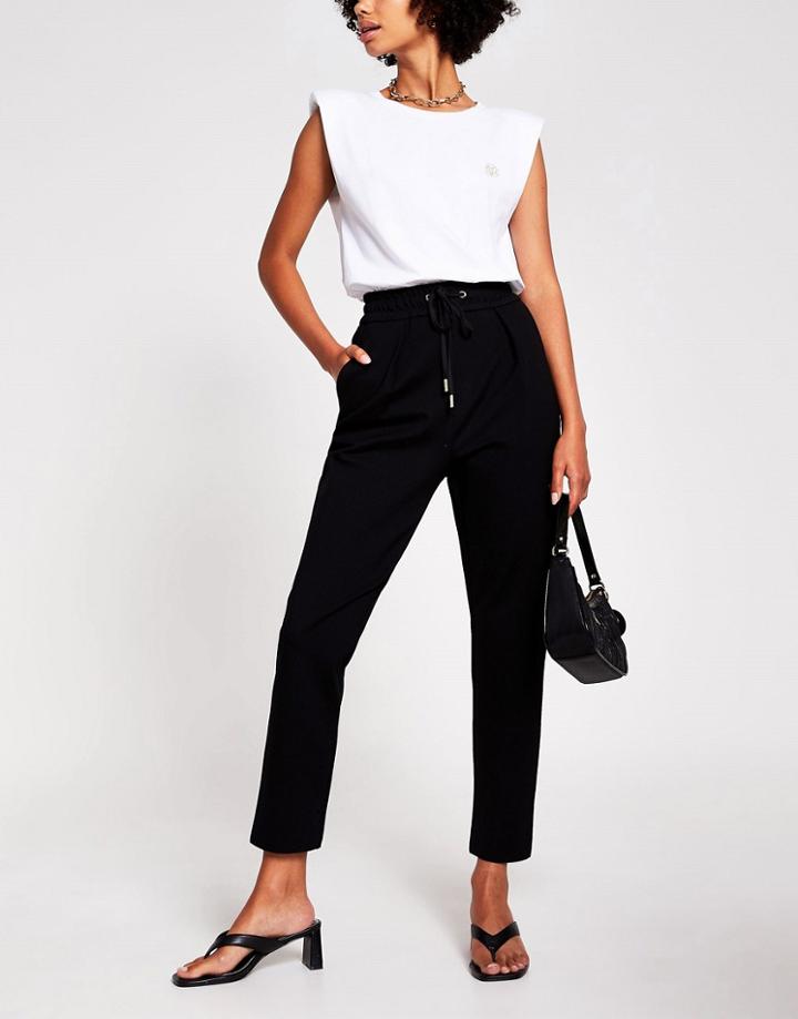 River Island Smart Sweatpants In Black