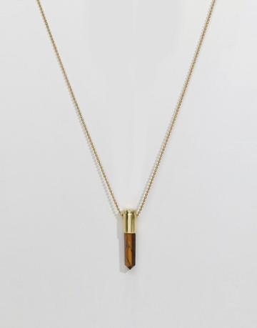 Lovebullets Tigers Eye Crystal Pendant Necklace - Gold