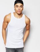 New Look Ribbed Tank In White - White
