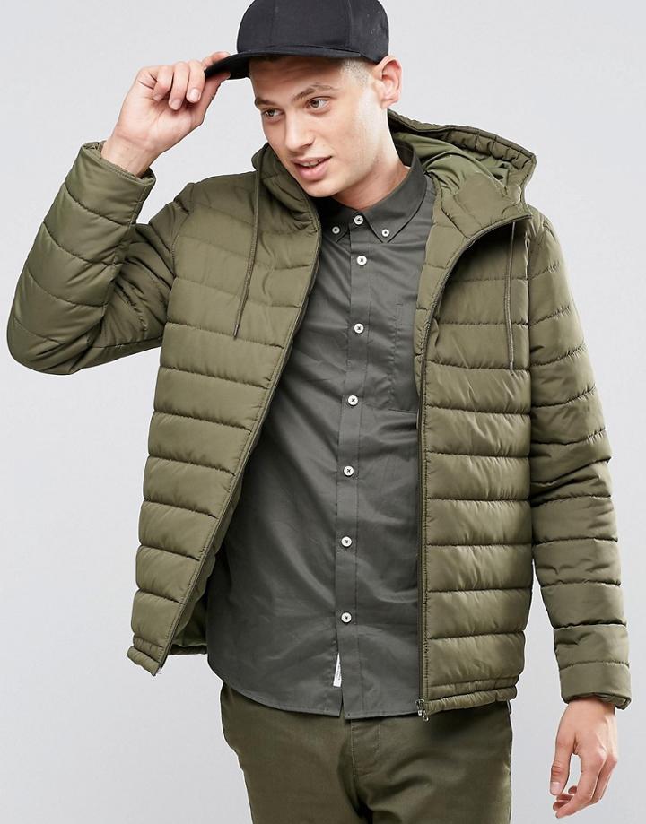 Element Hayden Hooded Quilt Jacket Moss Green - Green