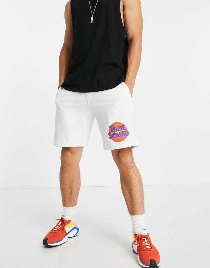 Pull & Bear Space Jam Shorts With Print In White - Part Of A Set