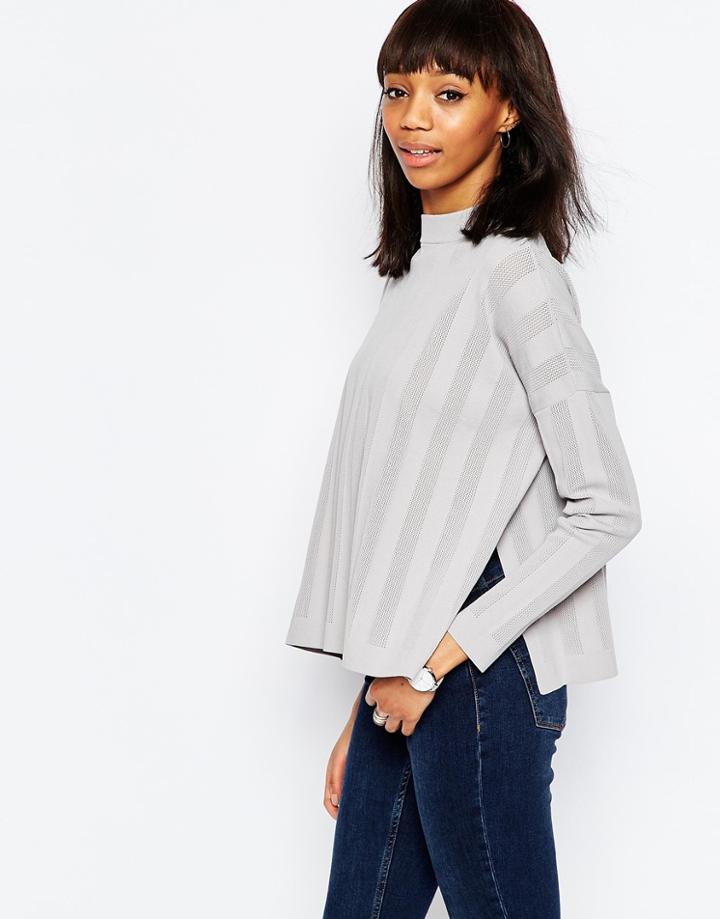 Asos Sweater In Mesh Stripe - Gray