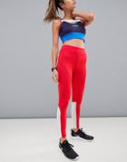 Asos 4505 Premium Training Legging With Mesh Panel And Zip Detail - Red