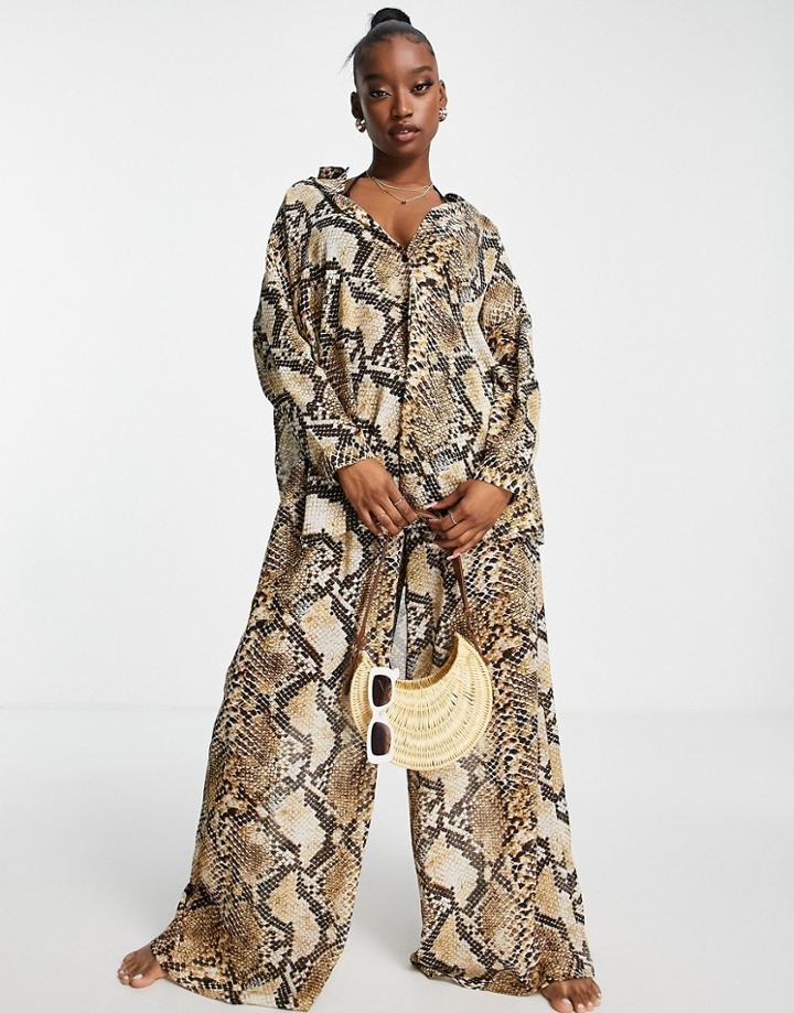 Candypants High Waist Beach Pant In Snake Print-multi