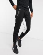 Armani Ea7 Color Block Contrast Panel Sweatpants In Black Suit 1